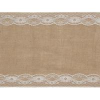 Santex Juten Tafelloper met kant wit - thumbnail