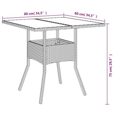 3-delige Tuinset met kussens poly rattan en glas beige - thumbnail