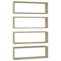 VidaXL Wandschappen kubus 4 st 80x15x26,5 cm bewerkt hout sonoma eiken - thumbnail