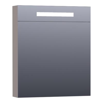 Brauer Promise Deluxe Spiegelkast - 60 cm - met Directe Verlichting - 1 Linksdraaiende Dubbelzijdige Spiegeldeur - Mat Taupe