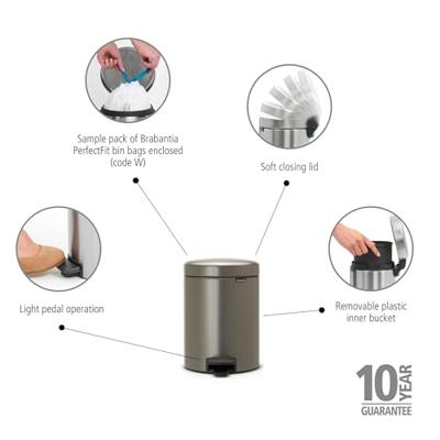 Brabantia pedaalemmer Newlcon 5 liter platinum