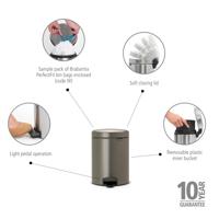 Brabantia NewIcon Pedaalemmer 5L Platinum - thumbnail