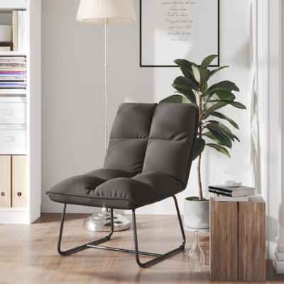 VidaXL Loungestoel met metalen frame fluweel donkergrijs VidaXL Loungestoel met metalen frame fluweel donkergrijs
