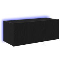 Tv-wandmeubel met LED-verlichting 80x35x31 cm zwart eikenkleur - thumbnail