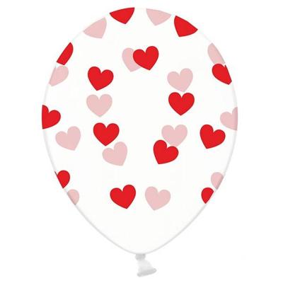Ballonnen Clear Hartjes Rood 6 Stuks