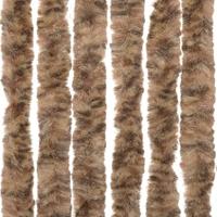 VidaXL Vliegengordijn 90x200 cm chenille beige en donkerbruin - thumbnail
