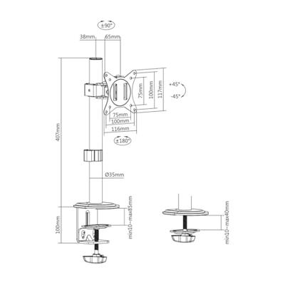 Schermtafel Support Aisens DT32TSR-227 17"-32"
