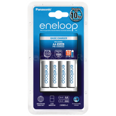 Panasonic oplader + 4 x Panasonic Eneloop AA batterijen
