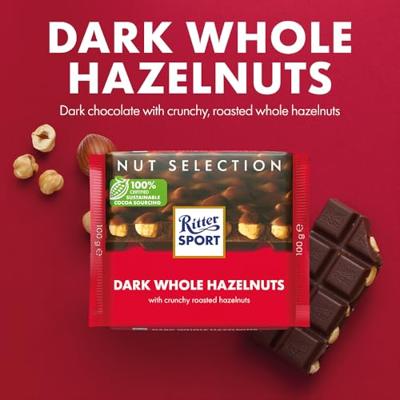 Ritter sport puur hele hazelnoot tablet 100gr | 10 stuks Ritter sport puur hele hazelnoot tablet 100gr | 10 stuks