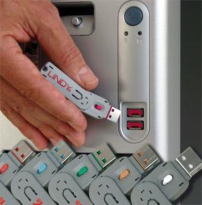 Lindy 40452 USB Port Blocker - Pack 4, Colour Code: Blue