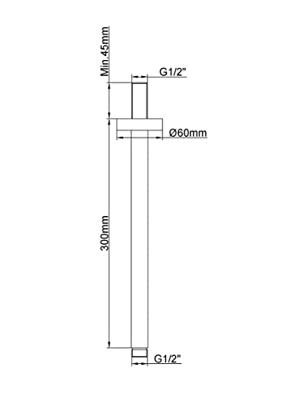 Luxe Douche-Arm Wiesbaden Rond Plafondbevestiging 30 cm Geborsteld Koper
