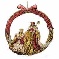 Kerstversiering DKD Home Decor Rood Gouden Plastic Kroon 50 x 5 x 50 cm - thumbnail