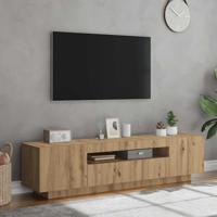 Tv-meubel met LED 160x35x40 cm bewerkt hout artisanaal eiken - thumbnail