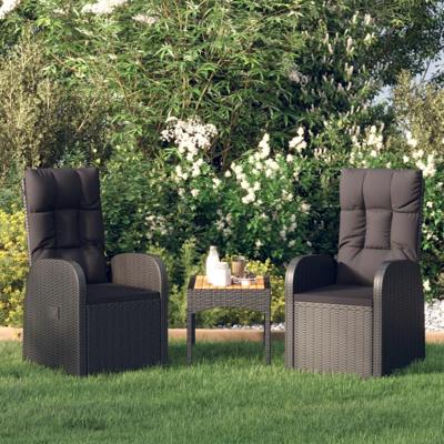 Tuinstoelen 2 st verstelbaar met kussens poly rattan zwart Tuinstoelen 2 st verstelbaar met kussens poly rattan zwart