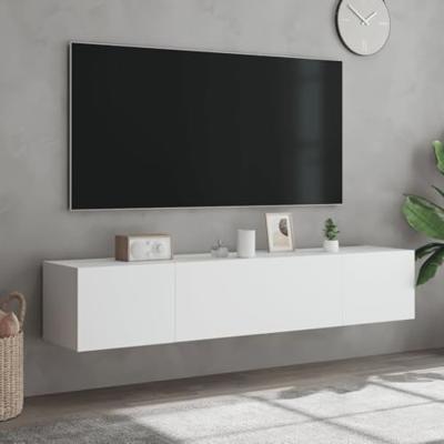Tv-wandmeubels met LED-verlichting 2 st 80x35x31 cm wit Tv-wandmeubels met LED-verlichting 2 st 80x35x31 cm wit