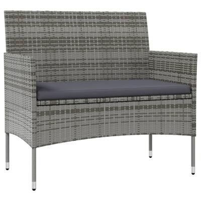8-delige Loungeset met kussens poly rattan grijs