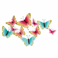 Wanddecoratie Vlinders Metaal 77x44cm - thumbnail