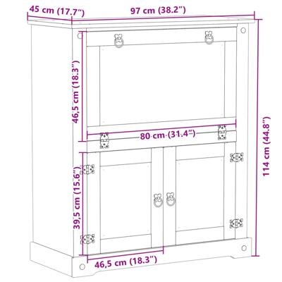 Wijnkast Corona 97x45x114 cm massief grenenhout