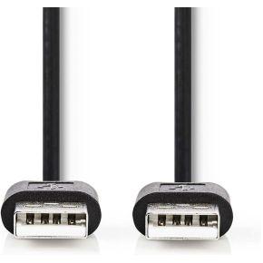 Nedis USB-Kabel | USB 2.0 | USB-A Male | USB-A Male | 480 Mbps | Vernikkeld | 2.00 m | Rond | PVC | Zwart | Label - CCGL60001BK20