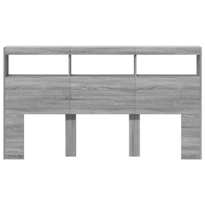 Hoofdbordkast met LED-verlichting 180x17x102 cm grijs sonoma