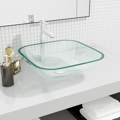 VidaXL Wasbak 42x42x14 cm glas transparant