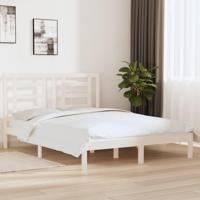 Bedframe zonder matras massief grenenhout wit 160x200 cm - thumbnail