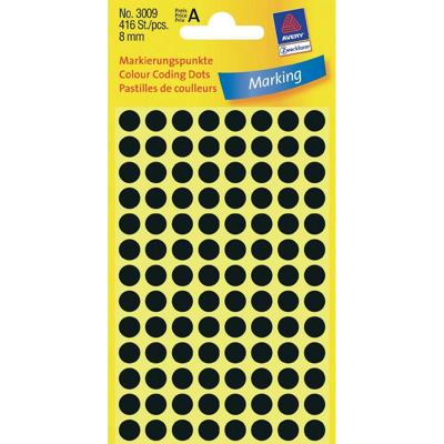 Etiket az 3009 rond 8mm zwart 416stuks