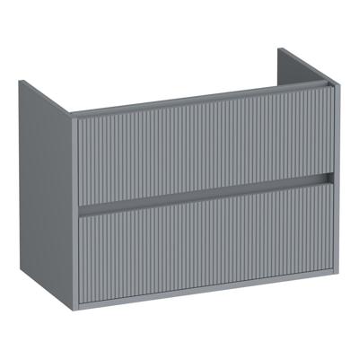 Brauer Adore Wavy - Onderkast Ondiep - 80 cm - met 2 Softclose Lades Greeploos en 1 Sifon Uitsparing - Mat Grijs