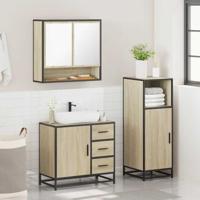 3-delige Badkamermeubelset bewerkt hout sonoma eikenkleurig - thumbnail