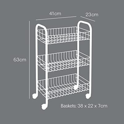Tomado Metaltex Keuken/Badkamer Opbergtrolley Lugano 41x23x63 cm Wieltjes