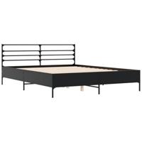 Bedframe bewerkt hout metaal zwart 150x200 cm - thumbnail
