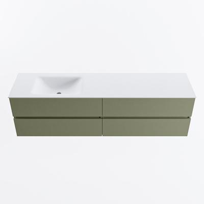 MONDIAZ VICA 180cm badmeubel onderkast Army 4 lades. Wastafel CLOUD links 1 kraangat, kleur Talc.