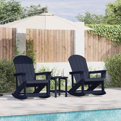 Tuin loungeset 3 pcs Marineblauw HDPE