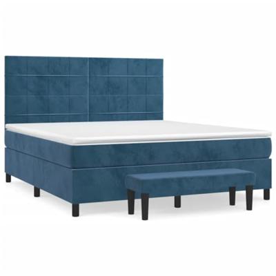 Boxspring met matras fluweel donkerblauw 160x200 cm