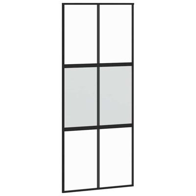 Schuifdeur 90x205 cm gehard glas en aluminium zwart