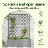 Plantenbak met latwerk 100x43x142 cm PP-steen grijs - thumbnail