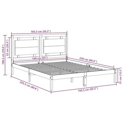 Bedframe extra lang zonder matras massief hout 160x220 cm