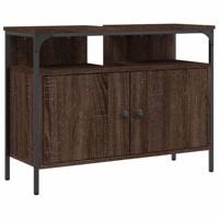 Wastafelkast 60x30x60 cm bewerkt hout bruin eikenkleurig - thumbnail