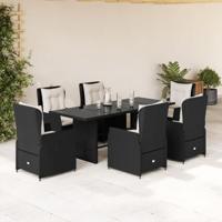 7-delige Tuinset met kussens poly rattan zwart - thumbnail