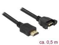 Delock 85463 Kabel HDMI-A male > HDMI-A female paneelmontage 4K 30 Hz 0,5 m - thumbnail