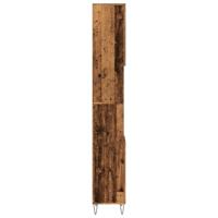 Badkamerkast 30x30x190 cm bewerkt hout oud houtkleurig - thumbnail