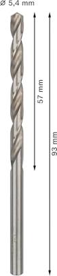 Bosch Accessoires Metaalboren HSS-G, Standard 5,4 x 57 x 93 mm 10st - 2608585493
