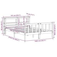 Bedframe met hoofdbord massief grenenhout wasbruin 135x190 cm - thumbnail