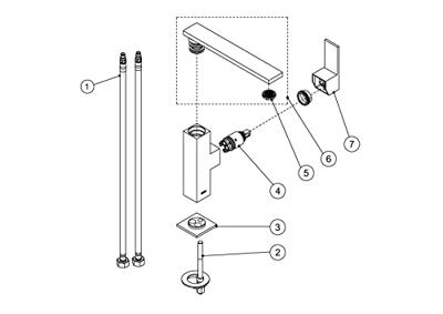 Cuadro Wastafelmengkraan uitloop 34x10 mm 10620501 Tres