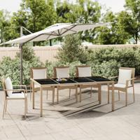 Tuintafel met glazen blad poly rattan en gehard glas beige - thumbnail