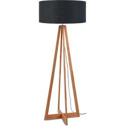 Good&Mojo Vloerlamp 'Everest' Bamboe en Eco linnen, kleur Donkergrijs