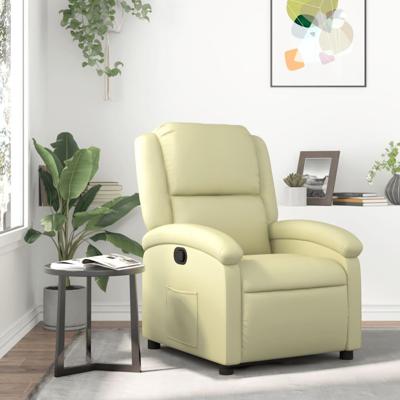 Fauteuil echt leer crmekleurig