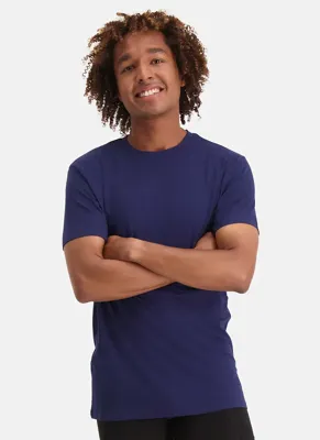 2-pak t-shirt ronde hals - Ruben - Bamboe heren ondershirt korte mouw - Wit - Zwart - Donkerblauw - Huidskleur - Witte t shirts hren - M - M - M -