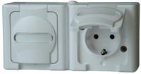 Kopp 131202003 BlueElectric Compleet Wandcontactdoos met randaarde en klapdeksel spatwaterdicht Arctisch-wit 2-voudig 1 stuk(s) - thumbnail