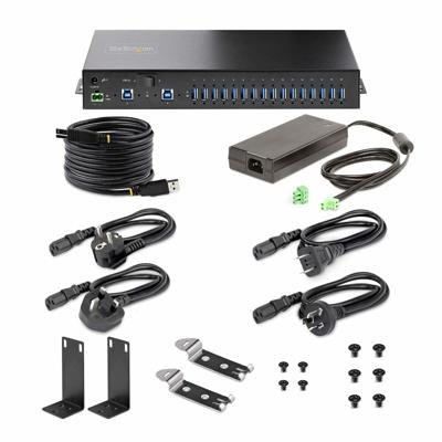 StarTech.com 16-Port Industriële USB Hub met Power Adapter, 5Gbps, Metaal, DIN/Surface/Rack Monteerbaar, Dual-Host Hub/Switch